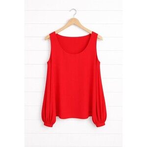 BAILEY 44 Cold shoulder silk top Solid Red L long sleeve